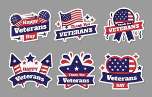 Happy Veterans Sticker Set vector