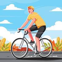 Man Cycling during the Autumn vector