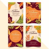 Flat Autumn Invitation Set vector