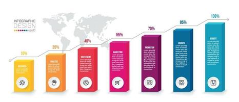 Business concept infographic template with percentage option. vector