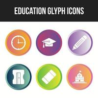 Unique icon set of eduation glyph icons vector