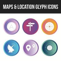 Beautifu maps and location glyph icon set vector