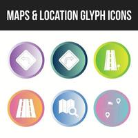 Beautiful maps and location unique glyph icon set vector