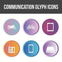 Conjunto de iconos de vector de glifo de comunicación única