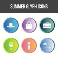 Unique Summer Glyph Vector Icon Set