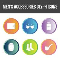 conjunto de iconos de vector de accesorios para hombres