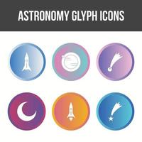 conjunto de iconos de vector de línea de astronomía única
