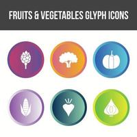 Unique Fruits and Vegetable Vector Icon Set