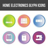 Unique Home Electronics Glyph Icon Set vector