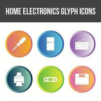 Unique Home Electronics Glyph Icon Set vector