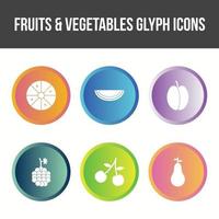 Unique Fruits and Vegetable Vector Icon Set