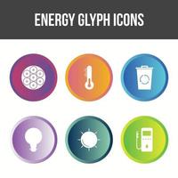 conjunto de iconos de vector de glifo de energía única