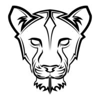 Black and white line art of lioness head vector