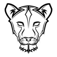 Black and white line art of lioness head vector