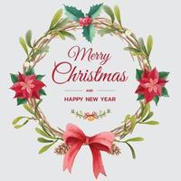 Christmas Wreath in Watercolor Style vector