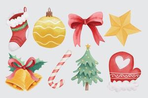Collection of Watercolor Christmas Elements vector