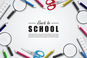 Back to school with stationery distributed. vector