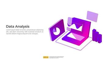 data digital analysis visualization with character, charts concept vector