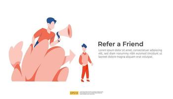 referir un concepto de ilustración de amigo. estrategia de marketing de afiliados vector