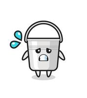 metal bucket mascot character with afraid gesture vector