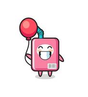 milk box mascot illustration is playing balloon vector