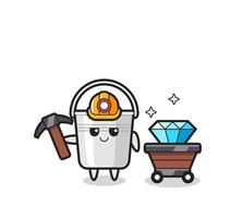 Character Illustration of metal bucket as a miner vector