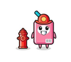 Mascot character of milk box as a firefighter vector