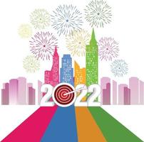 Happy New Year 2022 with fireworks backgrounds vector