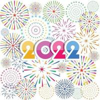 Happy New Year 2022 with fireworks backgrounds vector