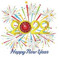 Happy New Year 2022 with fireworks bursting vector