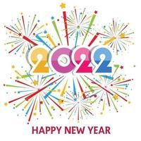 feliz año nuevo 2022 con fuegos artificiales estallando vector