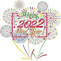 Happy New Year 2022 with fireworks bursting vector