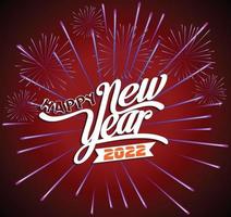 Happy New Year 2022 with fireworks backgrounds vector