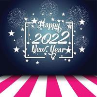 Happy New Year 2022 with fireworks backgrounds vector