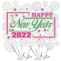 Happy New Year 2022 with fireworks bursting vector