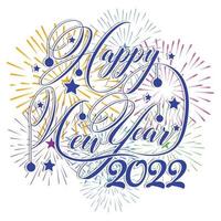 Happy New Year 2022 with fireworks bursting vector