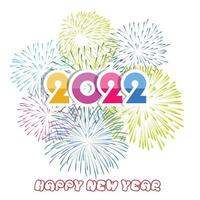 feliz año nuevo 2022 con fondos de fuegos artificiales vector