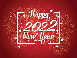 feliz año nuevo 2022 con fondos de fuegos artificiales vector