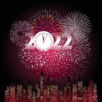 Happy New Year 2022 with fireworks bursting vector