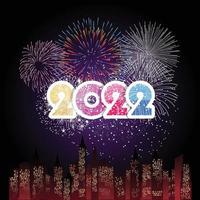 Happy New Year 2022 with fireworks bursting vector