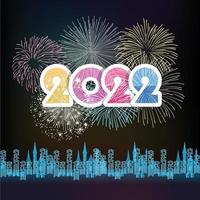 Happy New Year 2022 with fireworks backgrounds vector