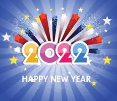 Happy New Year 2022 with fireworks backgrounds vector