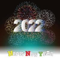 Happy New Year 2022 with fireworks bursting vector