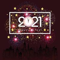 Happy New Year 2022 with fireworks bursting vector