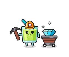 Character Illustration of melon juice as a miner vector