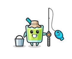 Mascot character of melon juice as a fisherman vector