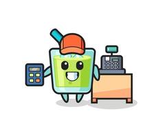 Illustration of melon juice character as a cashier vector