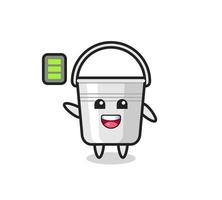 metal bucket mascot character with energetic gesture vector