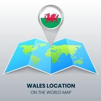 Location icon of Wales on the world map, Round pin icon of Wales vector