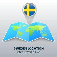 Location icon of Sweden on the world map, Round pin icon of Sweden vector